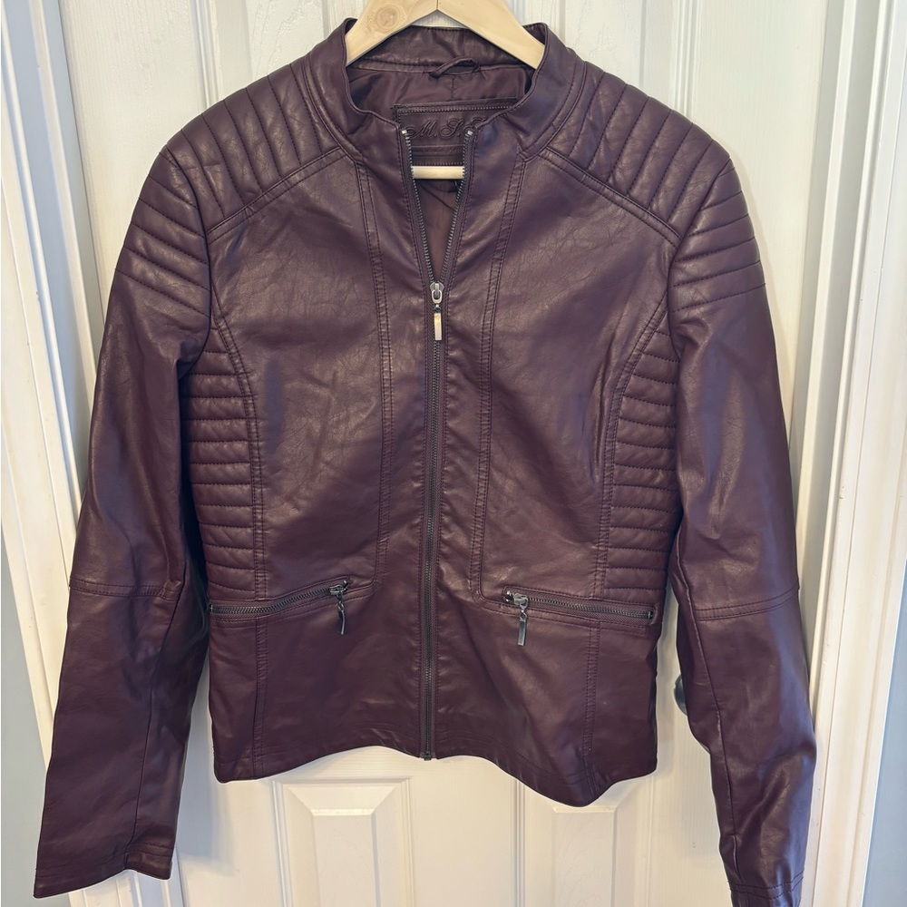 Max Studio Burgundy Vegan Leather Jacket